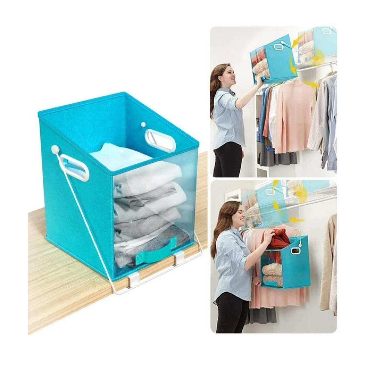 Organizador Armario Montado Plegable Closet Portatil Turquesa-3