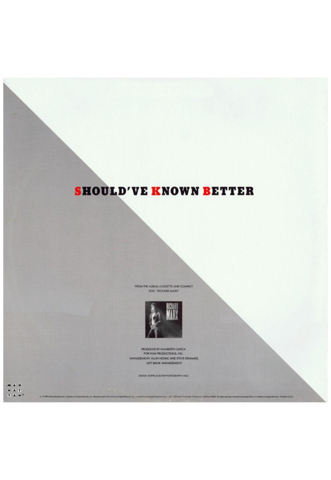 RICHARD MARX - SHOULD'VE KNOWN BETTER | 12" MAXI SINGLE VINILO USADO-1