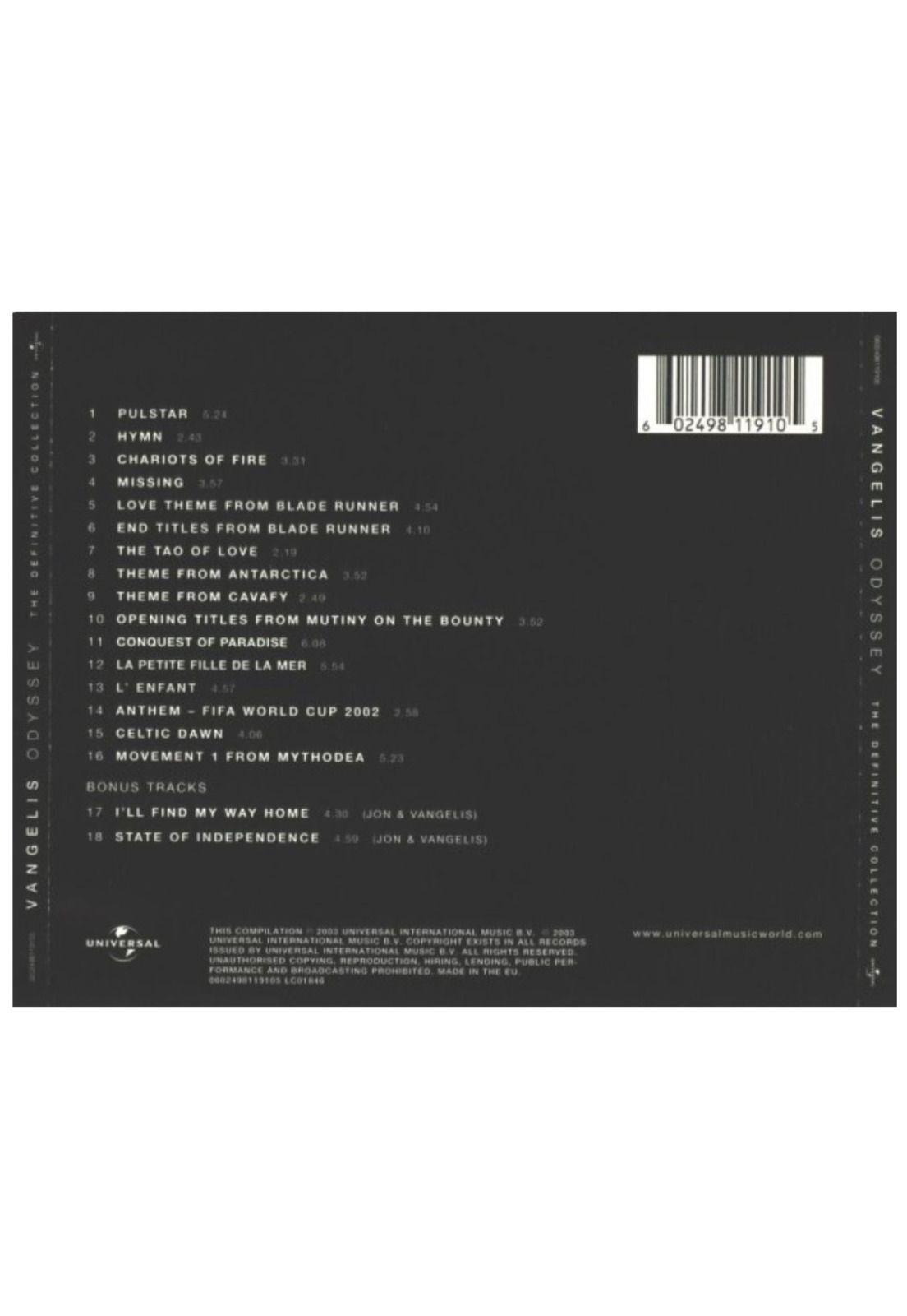 VANGELIS - ODYSSEY BEST OF CD-1