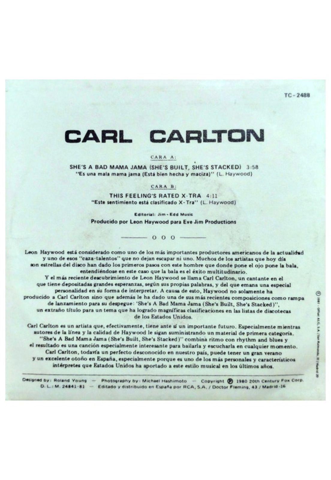CARL CARLTON - SHE'S A BAD MAMMA JAMA | 7" SINGLE USADO-4