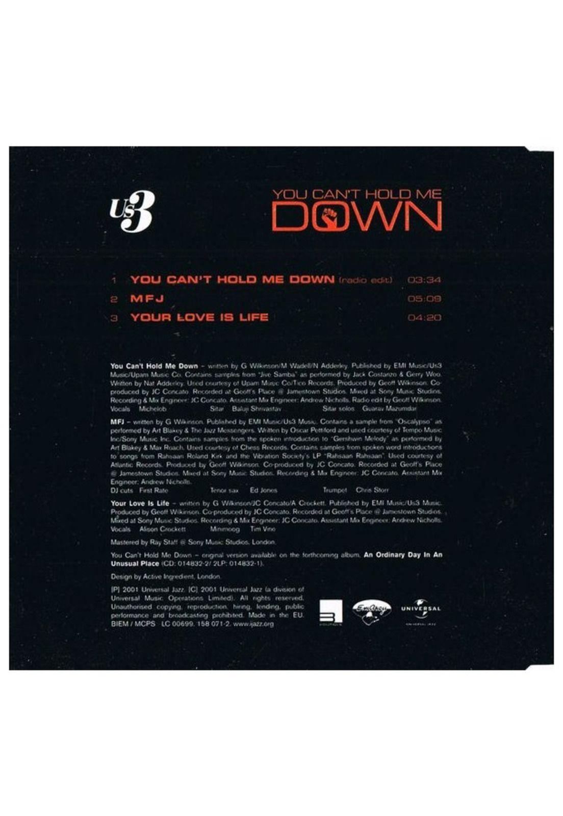 US3 - YOU CAN'T HOLD ME DOWN | CD SINGLE USADO-1