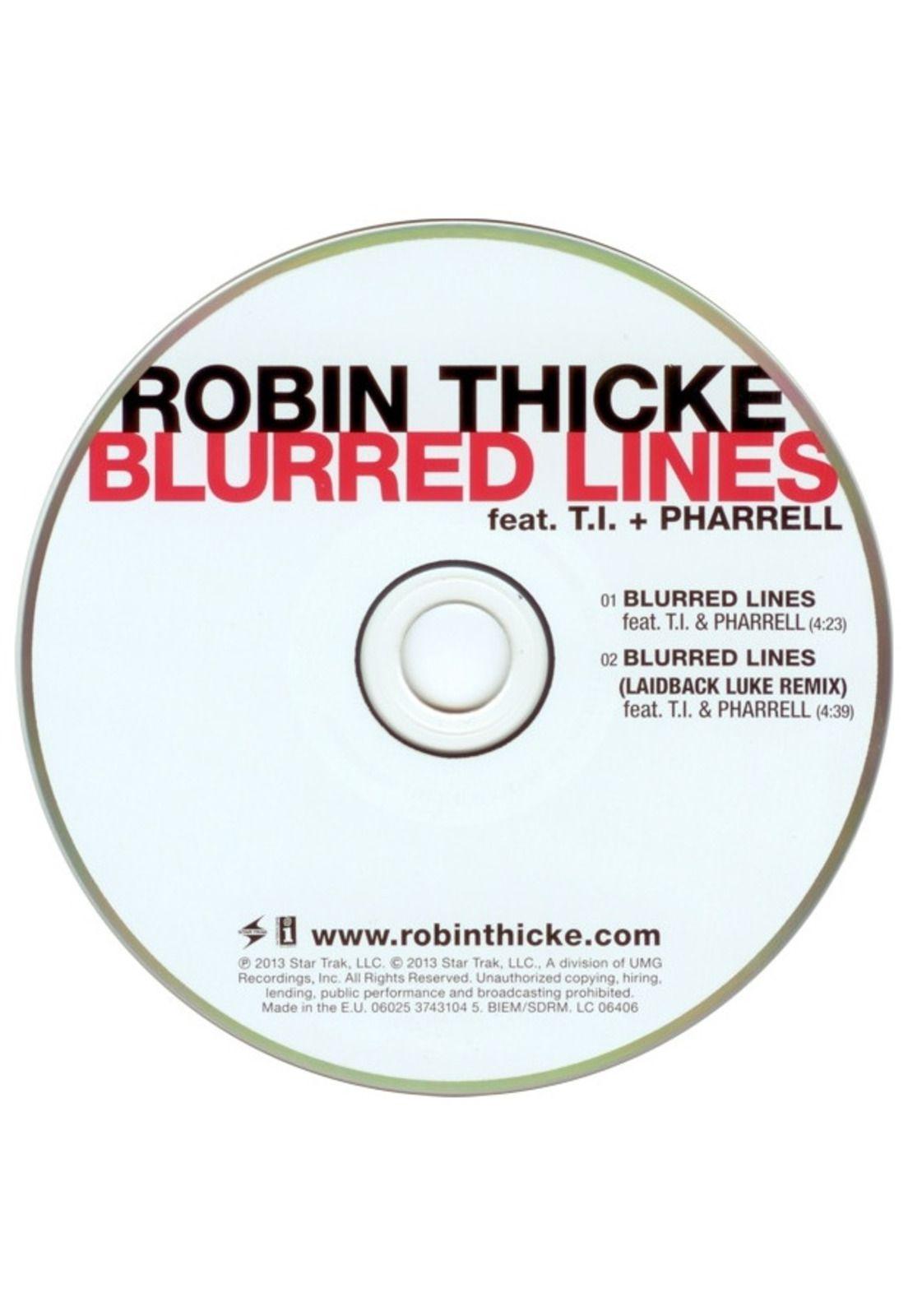 ROBIN THICKE feat. T.I. + PHARRELL - BLURRED LINES | CD SINGLE USADO-2