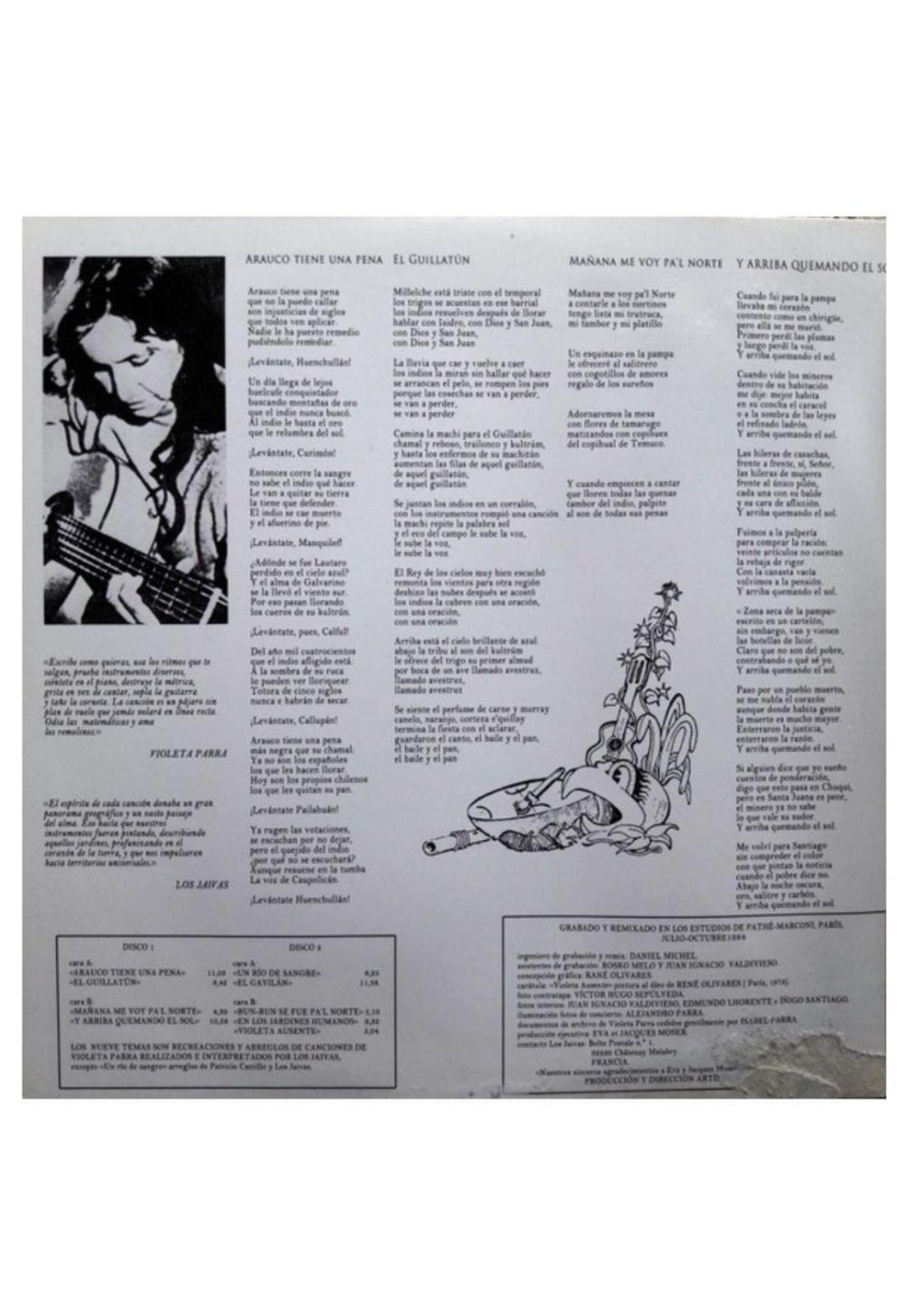 LOS JAIVAS - OBRAS DE VIOLETA PARRA (2LP) | VINILO-2