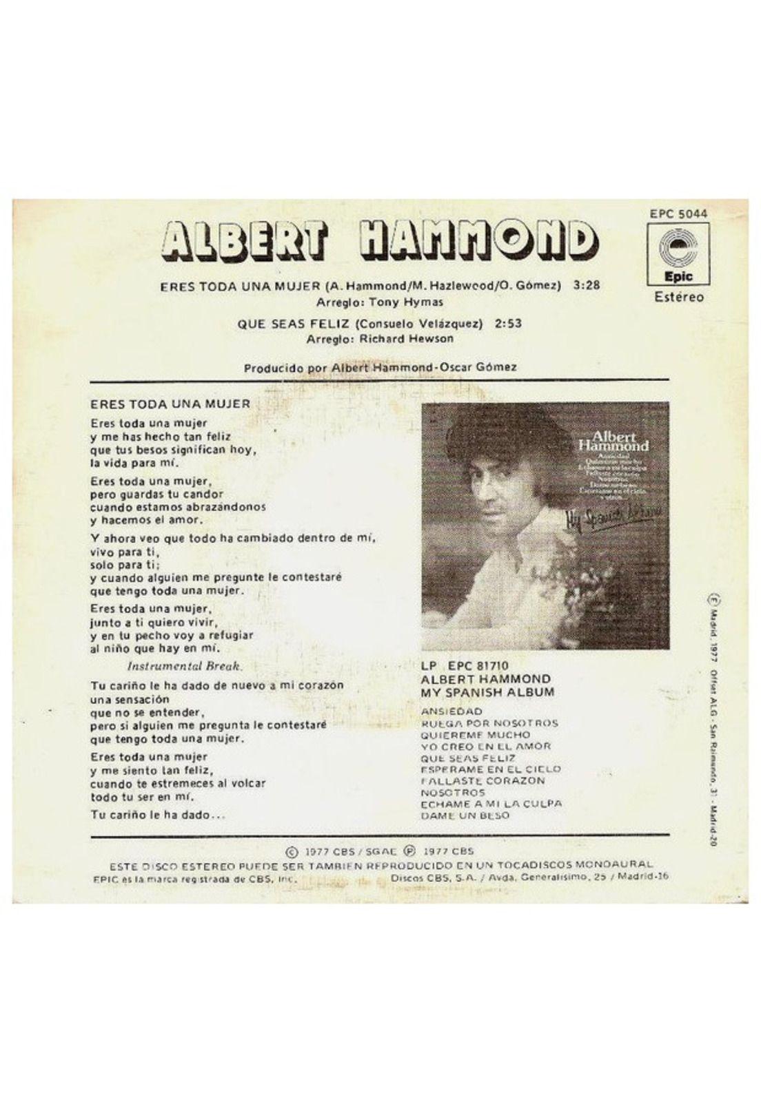 ALBERT HAMMOND - ERES TODA UNA MUJER | 7" SINGLE USADO-3