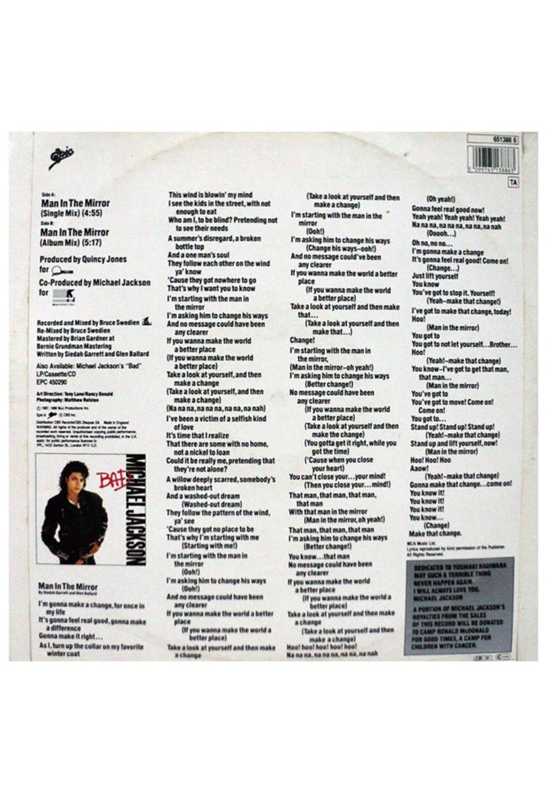 MICHAEL JACKSON - MAN IN THE MIRROR | 12" MAXI SINGLE USADO-1