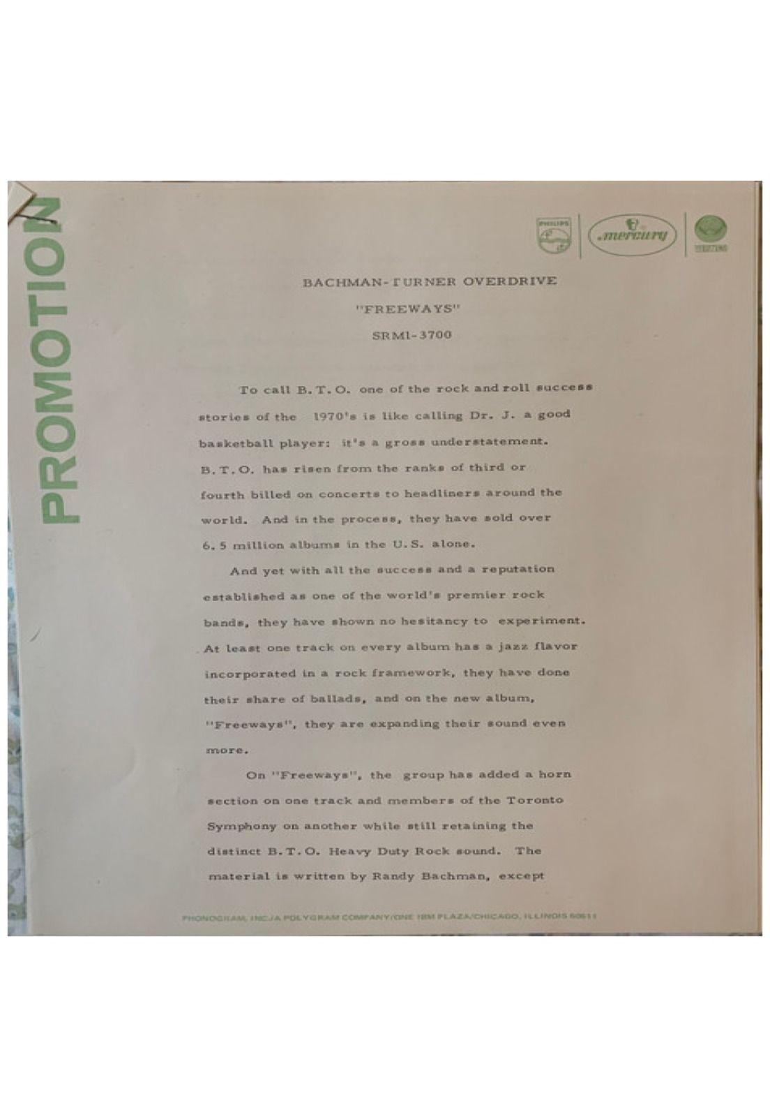 BUCHMAN TURNER OVERDRIVE - FREEWAYS | 7" SINGLE USADO-9