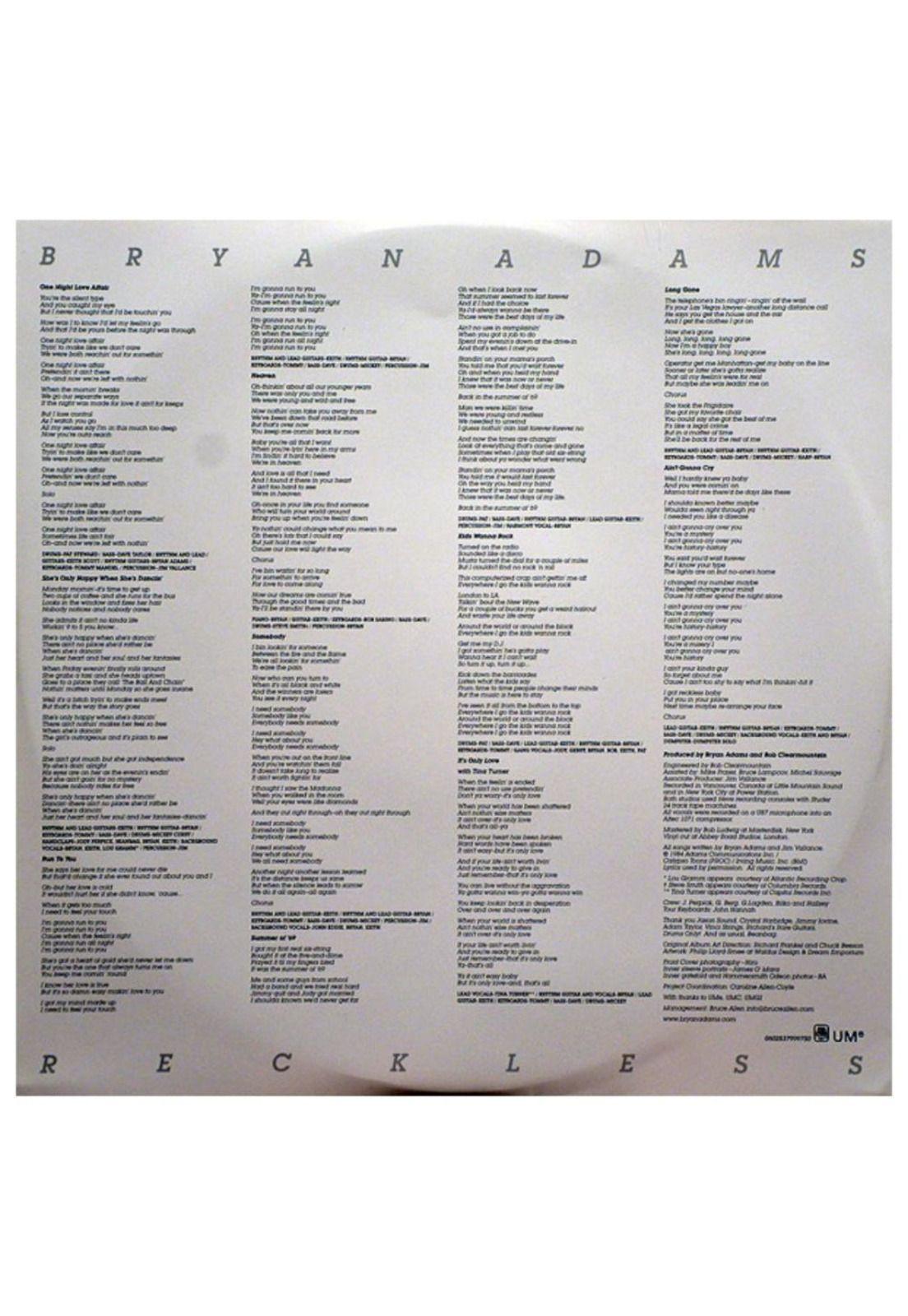 BRYAN ADAMS - RECKLESS (2LP) | VINILO-7