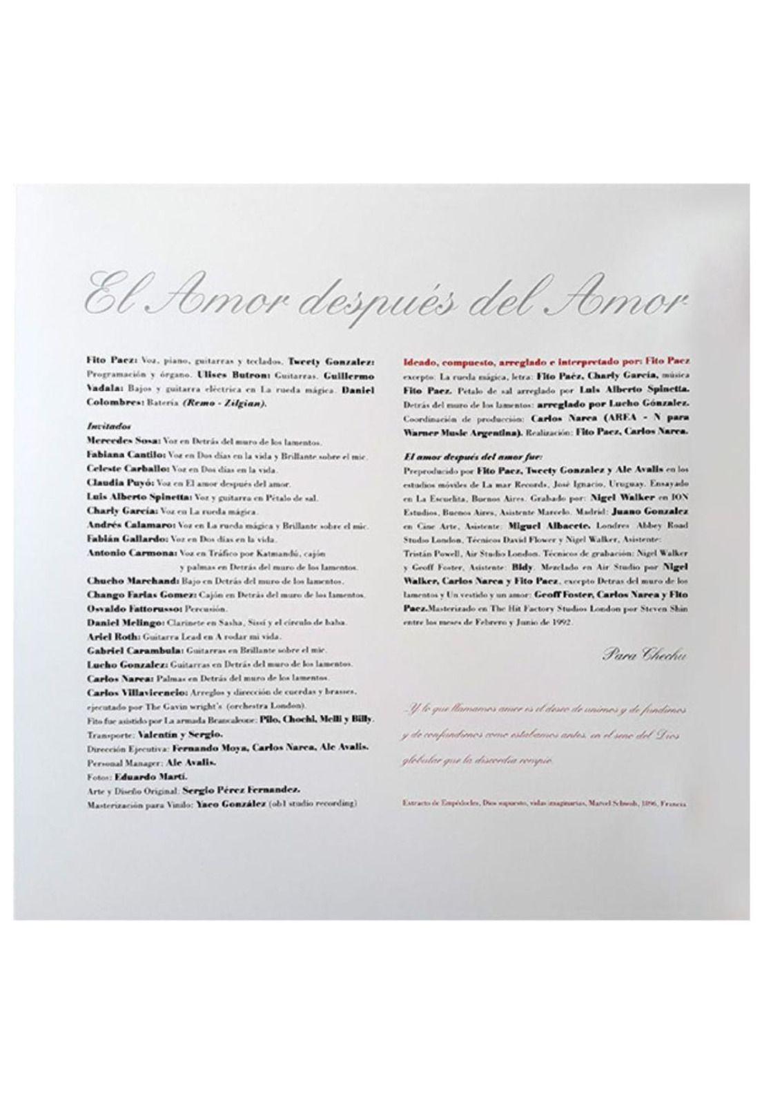 FITO PAEZ - EL AMOR DESPUES DEL AMOR (2LP) | VINILO-3