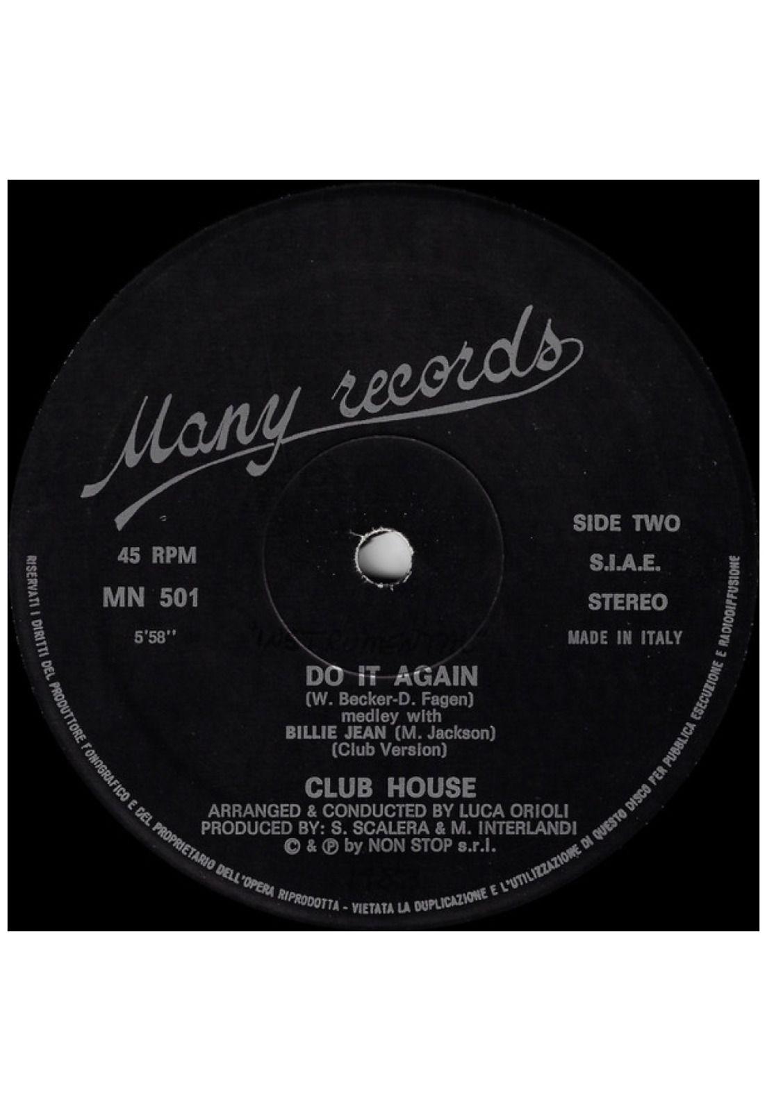 CLUB HOUSE - DO IT AGAIN (Medley With Billie Jean) | 12" MAXI SINGLE VINILO USADO-3
