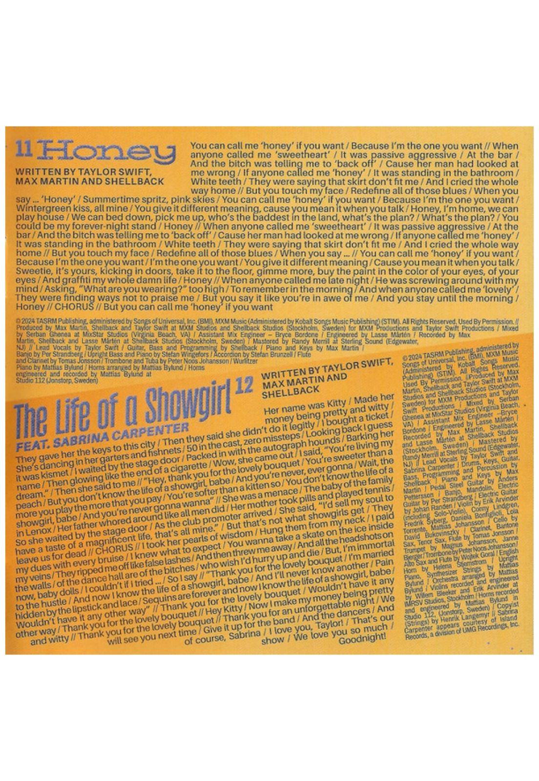 TAYLOR SWIFT - LIFE OF A SHOWGIRL (SWEAT & VANILLA PERFUME W/ POSTER) | CD-9