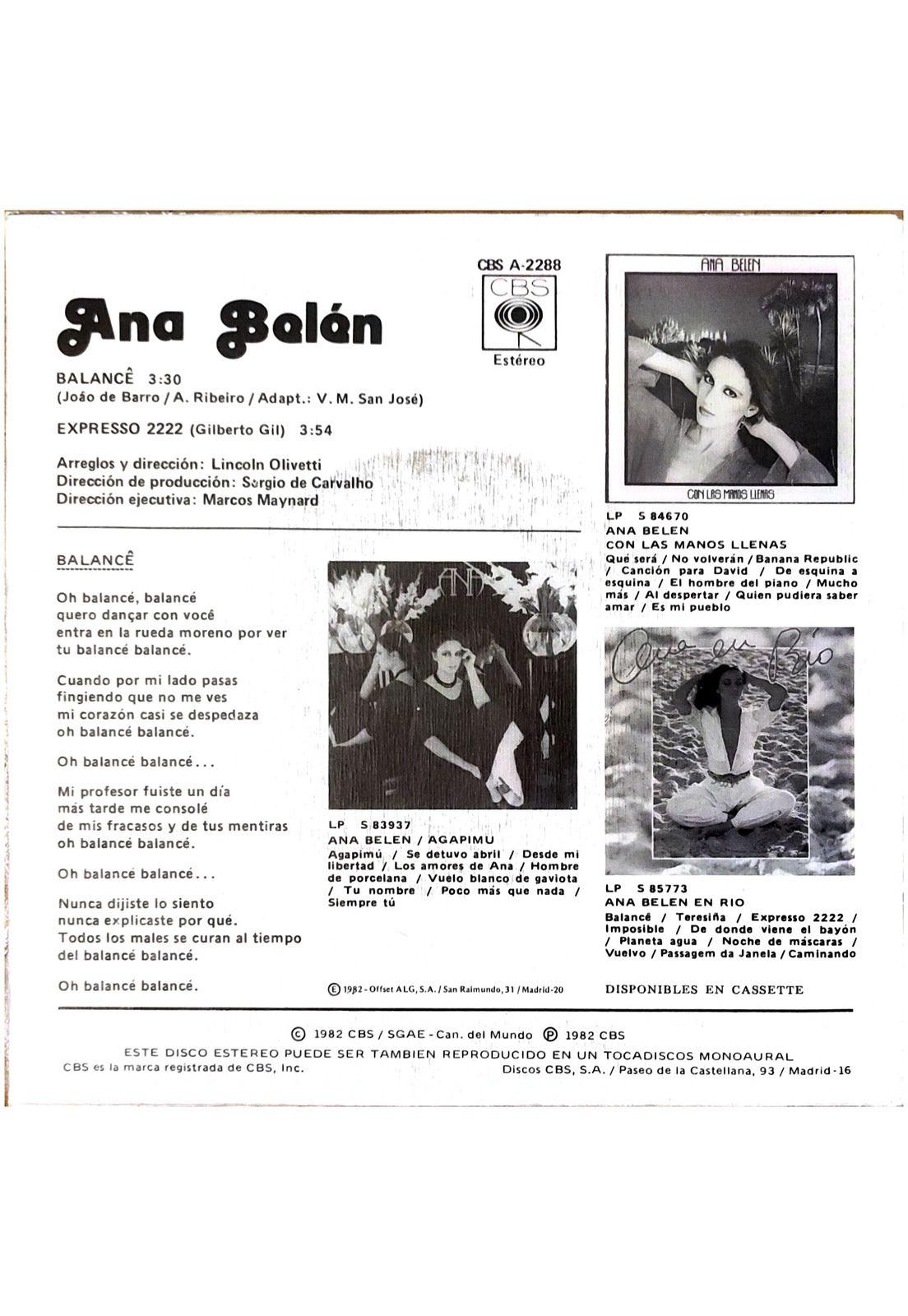 ANA BELEN - BALANCE | 7" SINGLE VINILO USADO-1