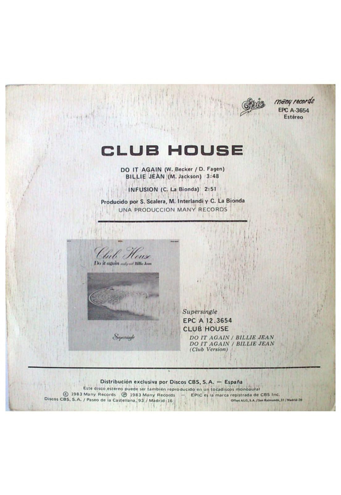 CLUB HOUSE - DO IT AGAIN (MEDLEY WITH BILLIE JEAN) | 7" SINGLE VINILO USADO-1