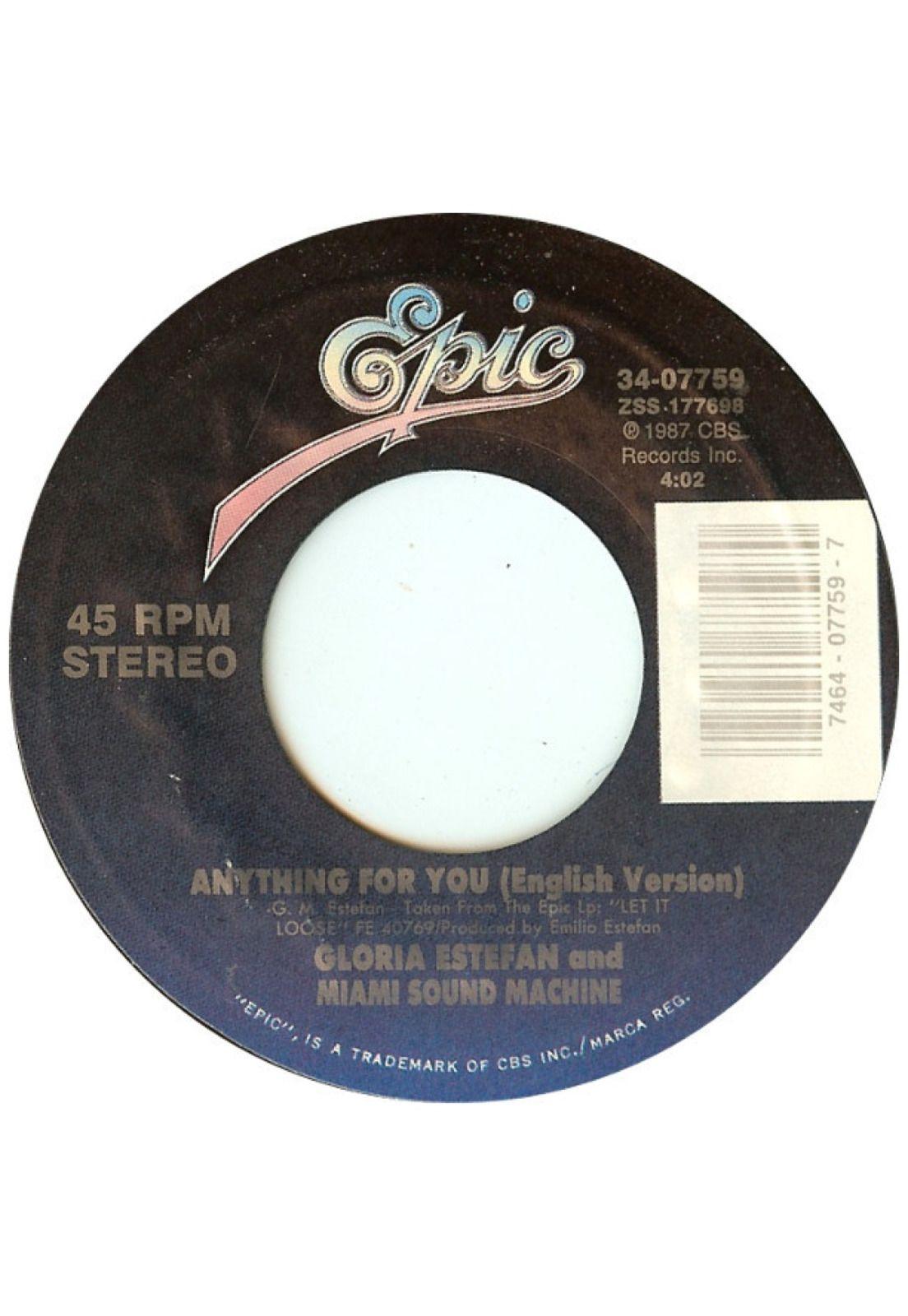GLORIA ESTEFAN AND MIAMI SOUND MACHINE - ANYTHING FOR YOU | 7" SINGLE USADO-2