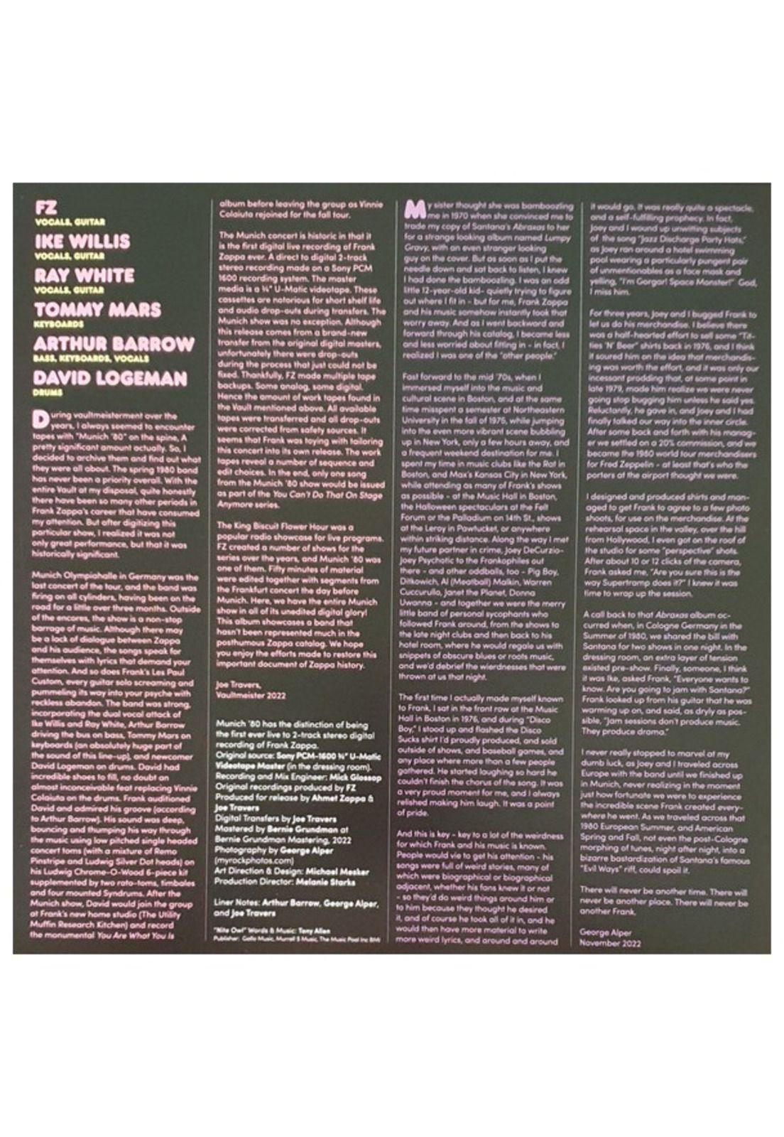 FRANK ZAPPA - MUNICH '80 (3LP) | VINILO-5