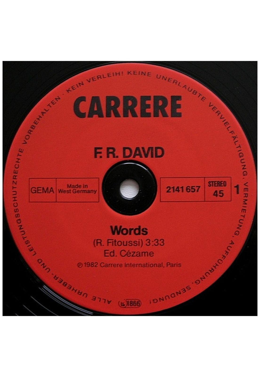F.R. DAVID - WORDS | 12" MAXI SINGLE VINILO USADO-2