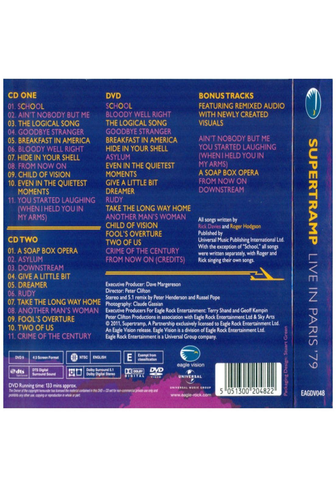 SUPERTRAMP - LIVE IN PARIS '79 (2CD+DVD) | CD-8