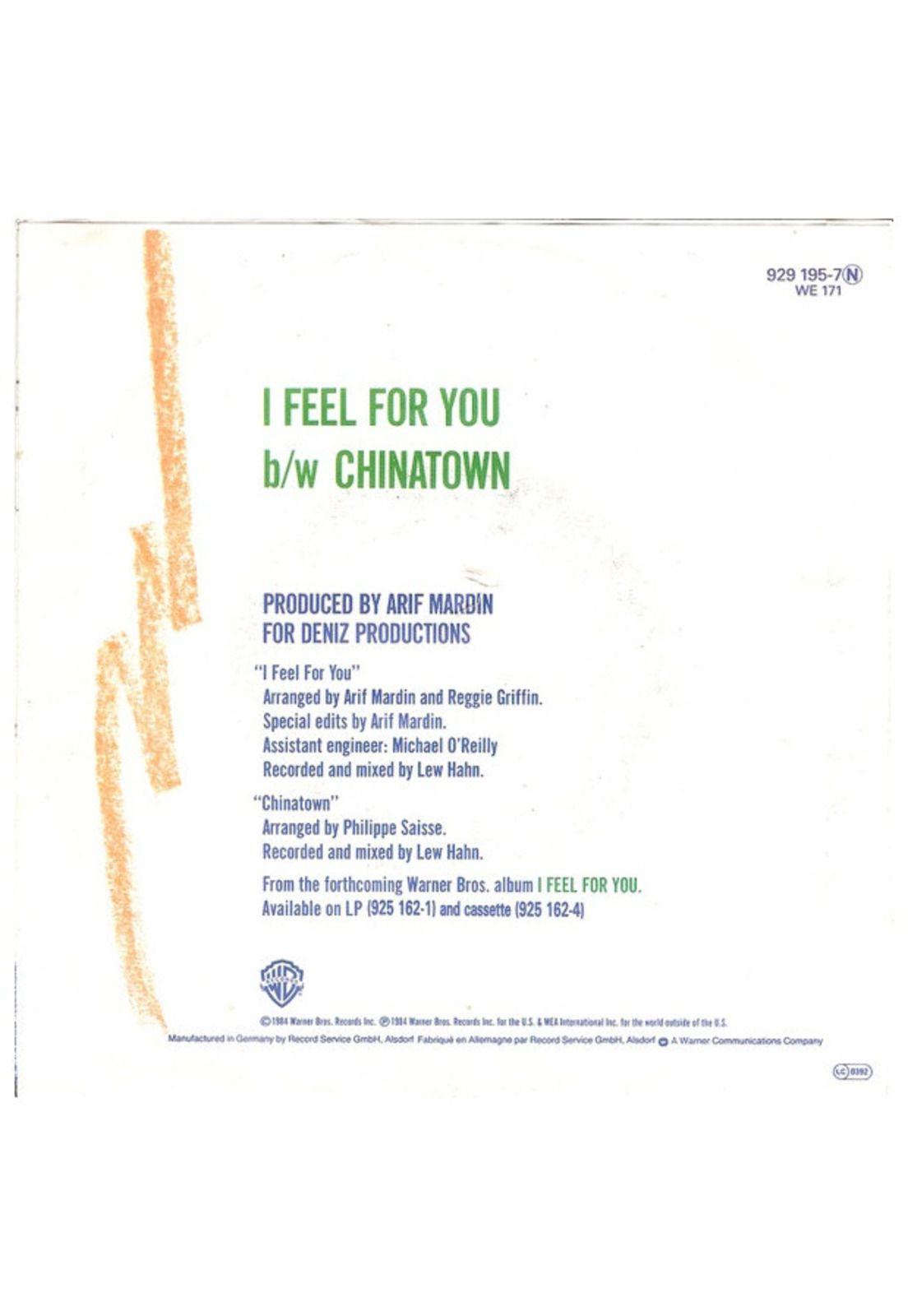 CHAKA KHAN - I FEEL FOR YOU | 7" SINGLE USADO-2