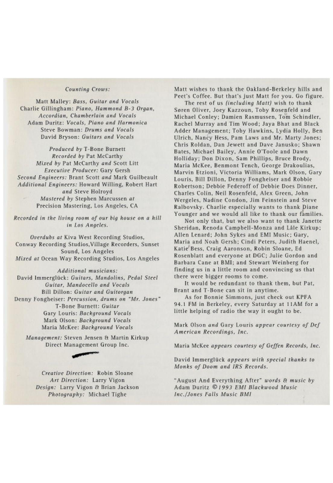 COUNTING CROWS - AUGUST AND EVERYTHING AFTER | CD USADO-5