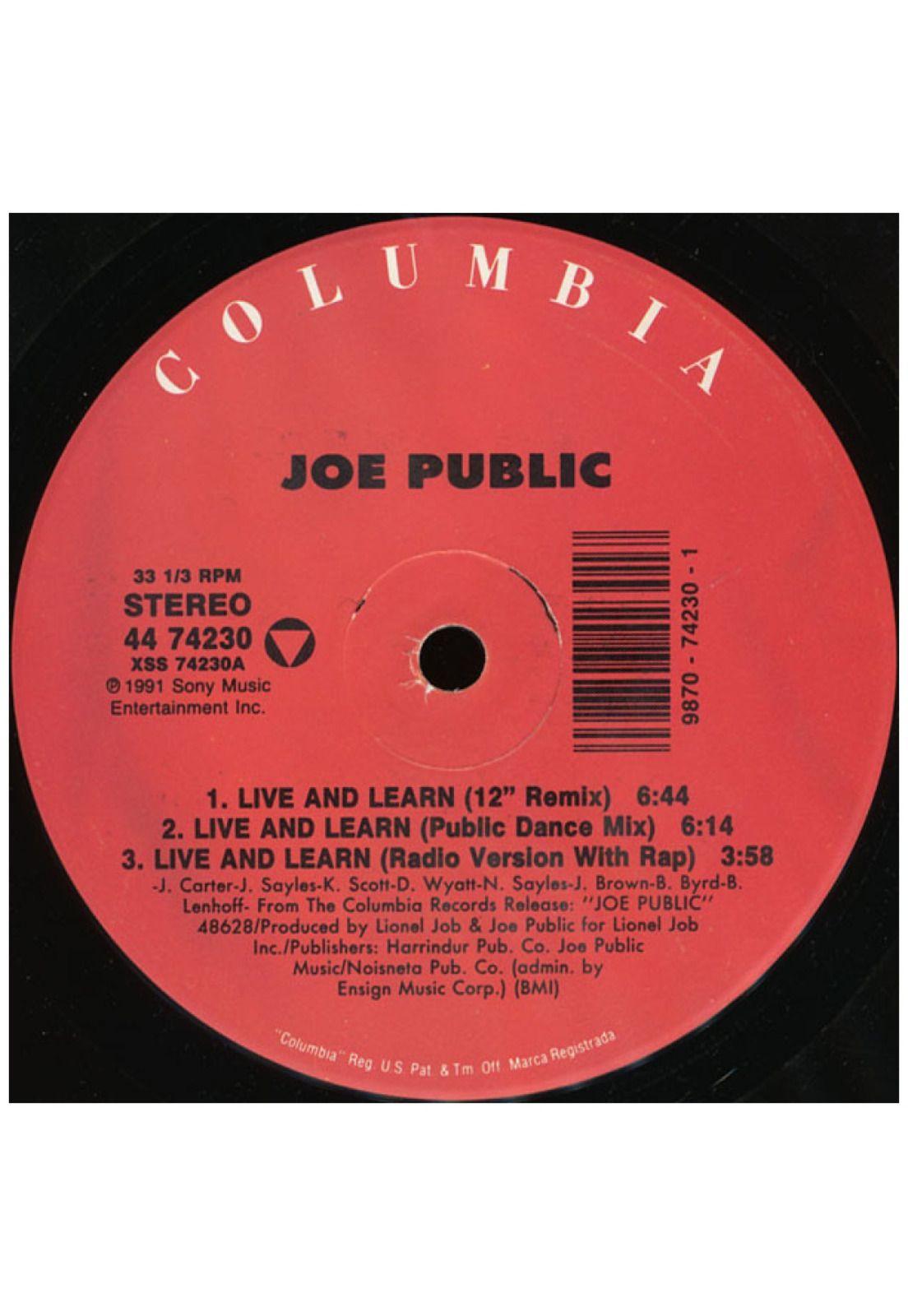 JOE PUBLIC - LIVE & LEARN | 12" MAXI SINGLE VINILO USADO-2