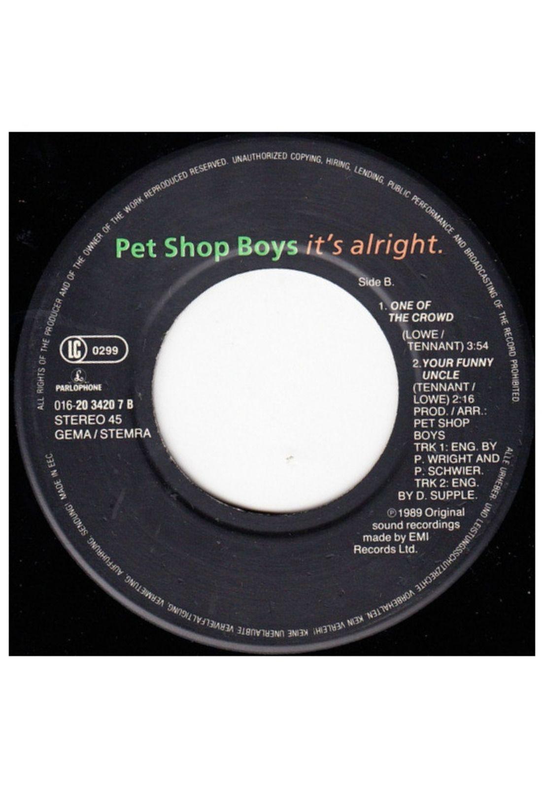 PET SHOP BOYS - IT'S ALRIGHT | 7'' SINGLE VINILO USADO-3