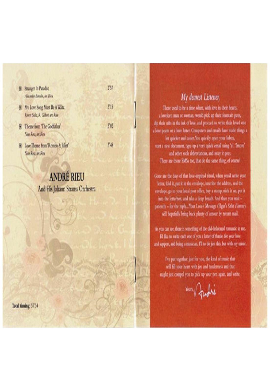ANDRE RIEU & HIS JOHANN STRAUSS ORCHESTRA - LOVE LETTERS | CD-3