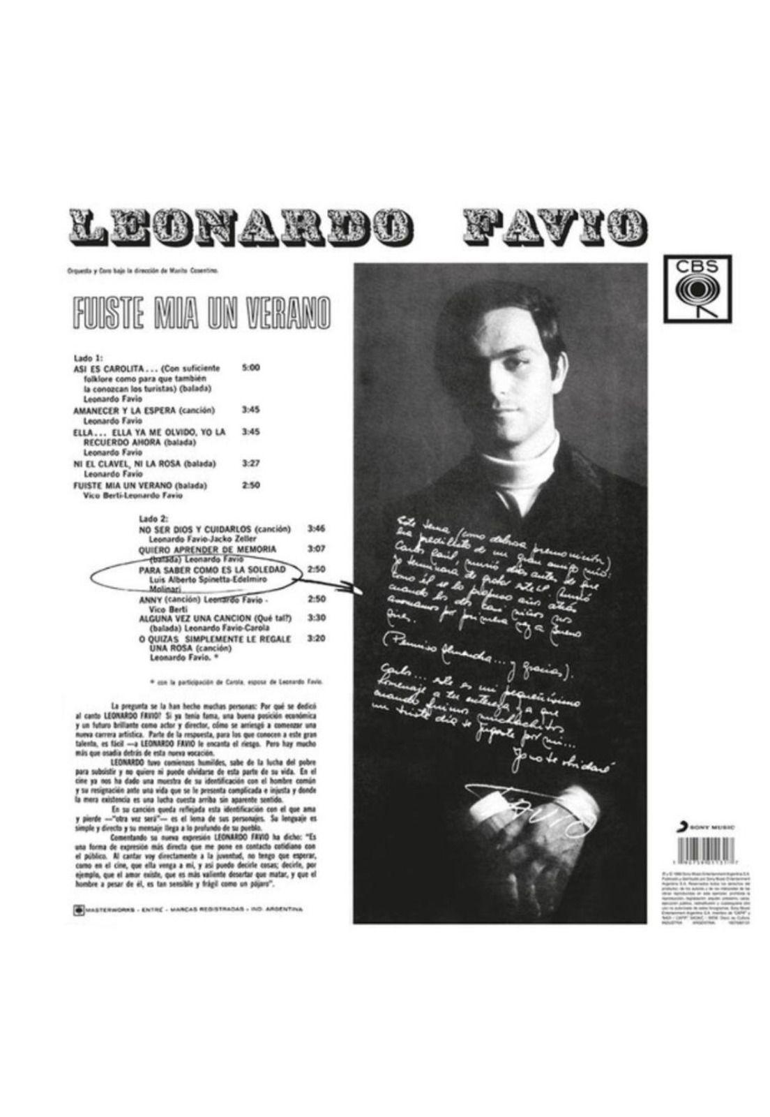 LEONARDO FAVIO - FUISTE MIA UN VERANO: 50 ANIVERSARIO |  VINILO-1