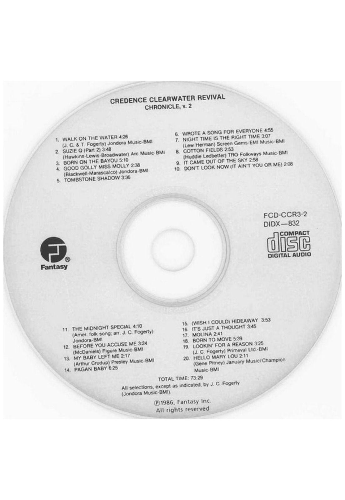 CREEDENCE CLEARWATER REVIVAL - CHRONICLE: 20 GREATEST HITS VOL. 2" | CD-2