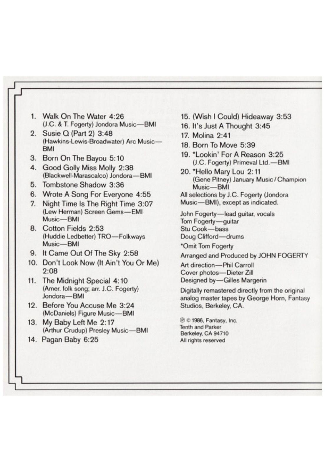 CREEDENCE CLEARWATER REVIVAL - CHRONICLE: 20 GREATEST HITS VOL. 2" | CD-3