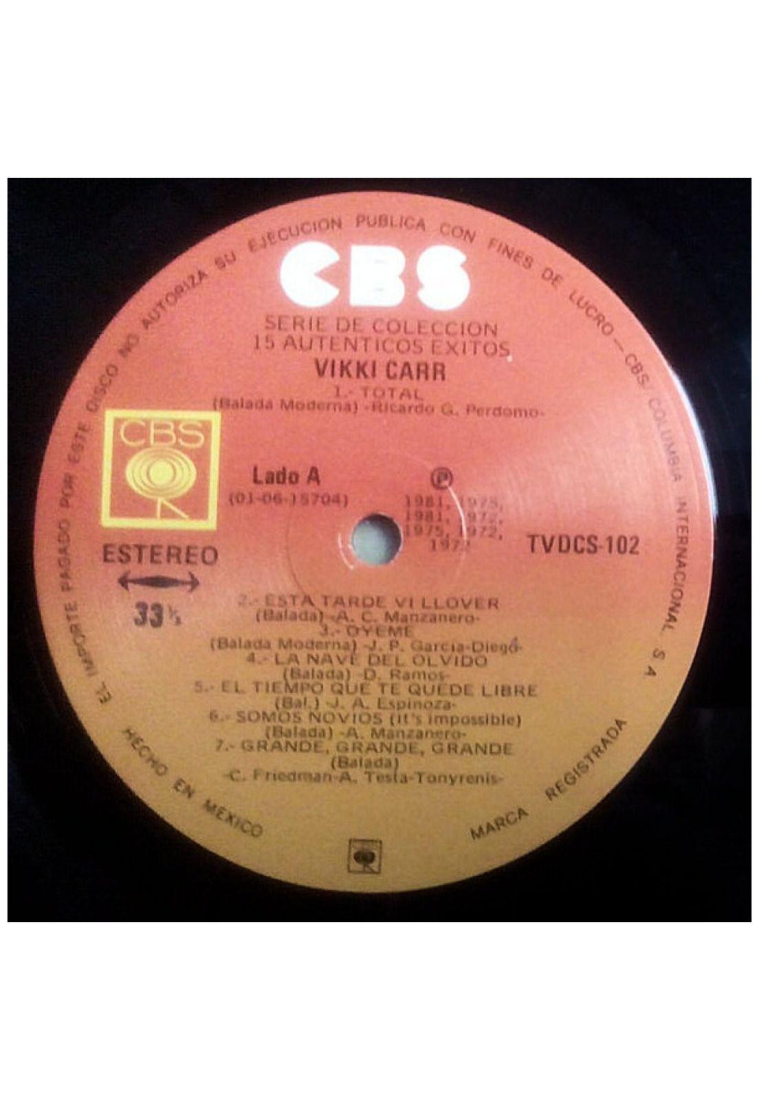 VIKKI CARR - 15 AUTENTICOS EXITOS | VINILO USADO-2