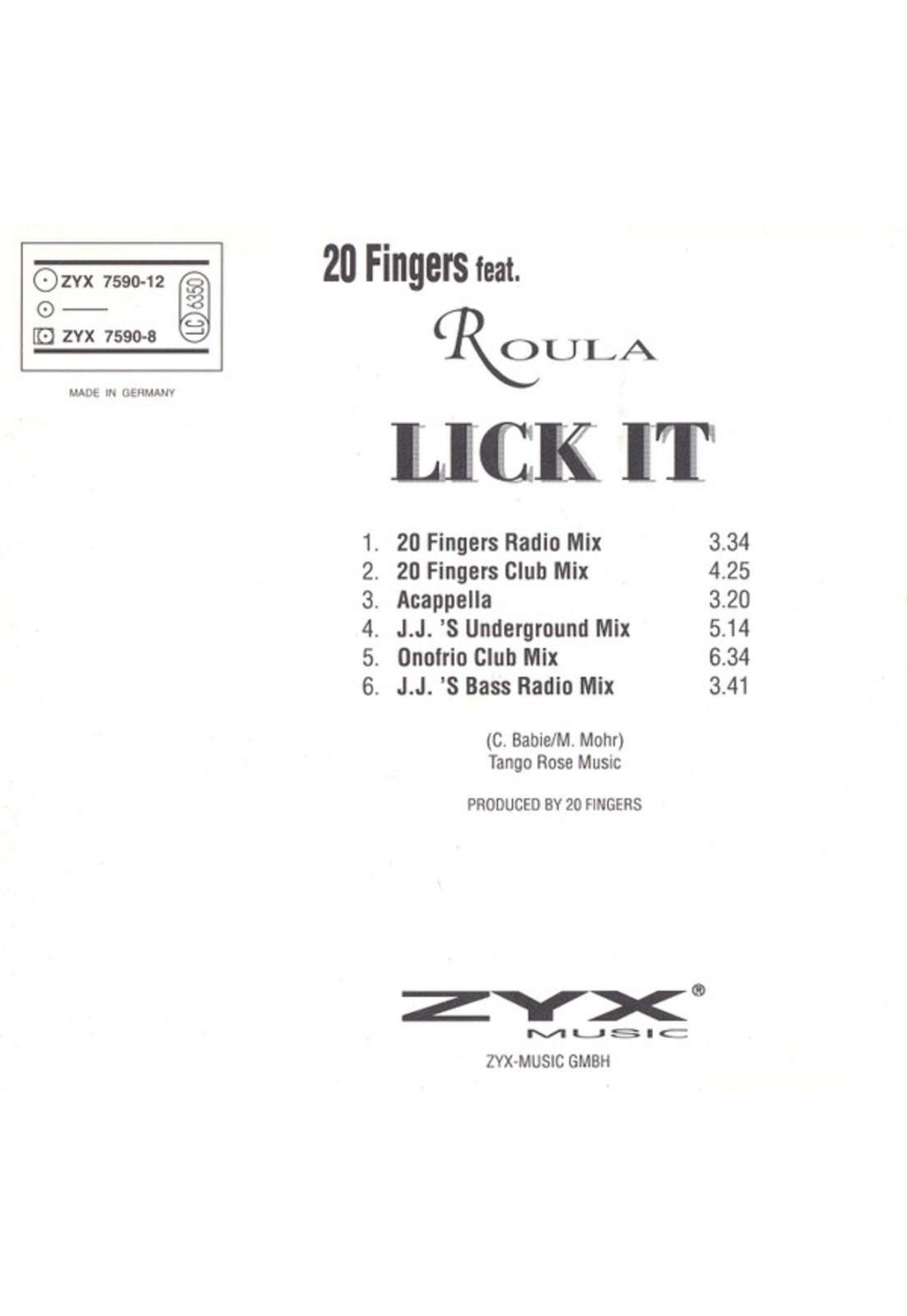 20 FINGERS feat. ROULA - LICK IT | CD SINGLE USADO-2