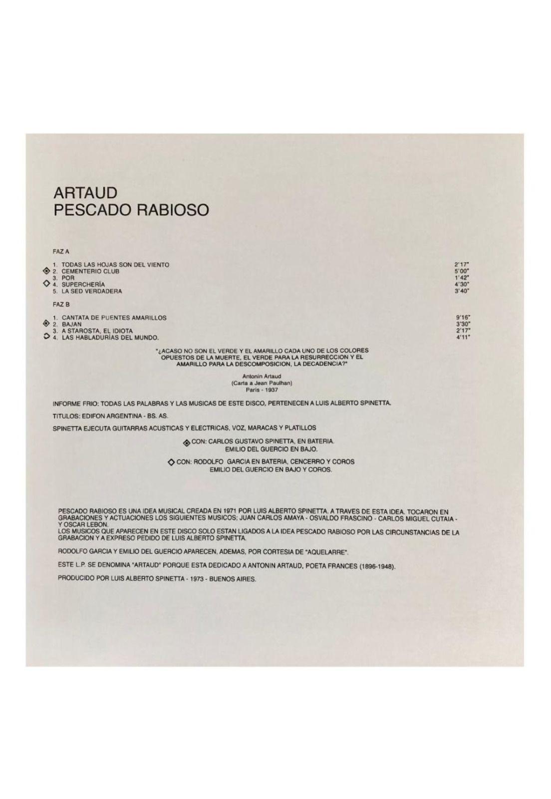 PESCADO RABIOSO - ARTAUD | VINILO-3