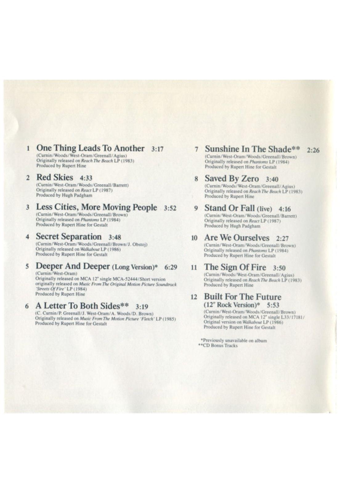 FIXX - ONE THING LEADS TO ANOTHER: GREATEST HITS | CD USADO-4