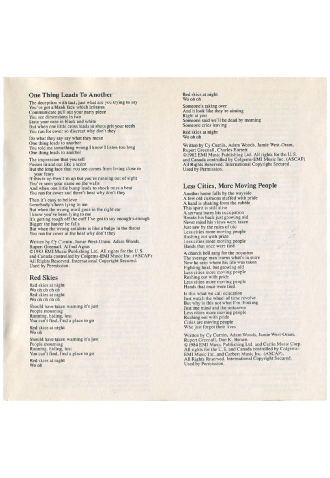 FIXX - ONE THING LEADS TO ANOTHER: GREATEST HITS | CD USADO-5