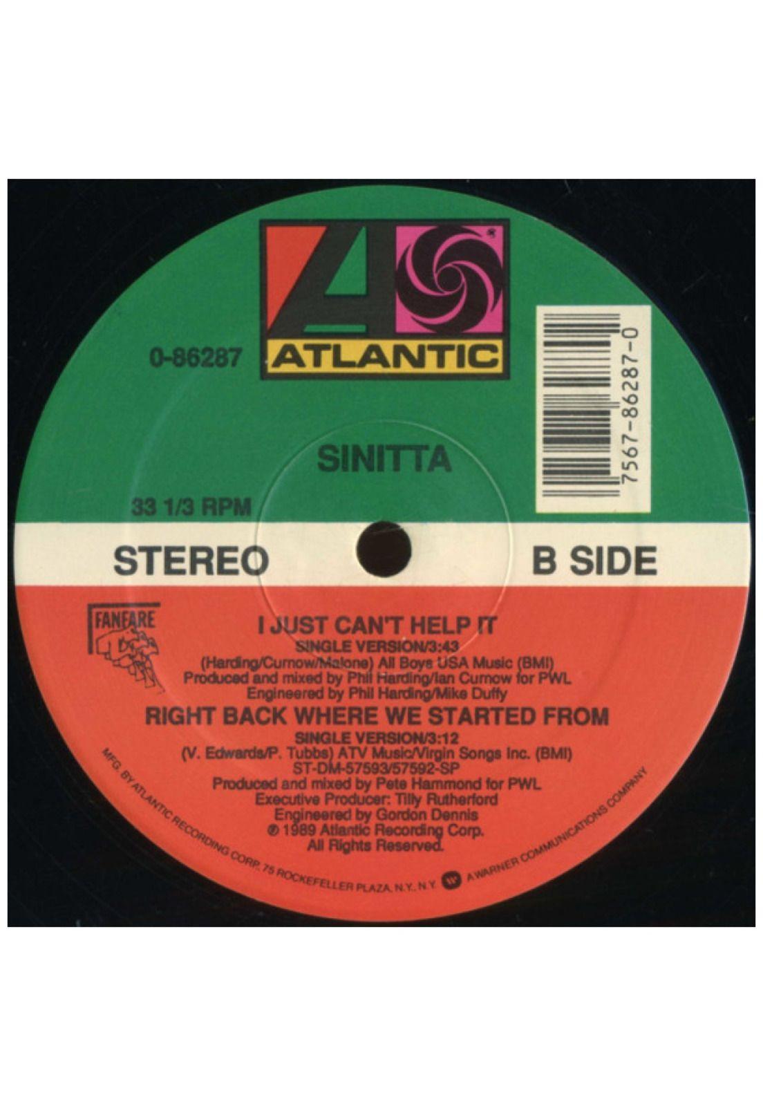 SINITA - RIGHT BACK WHERE WE STARTED FROM | 12" MAXI SINGLE VINILO USADO-2