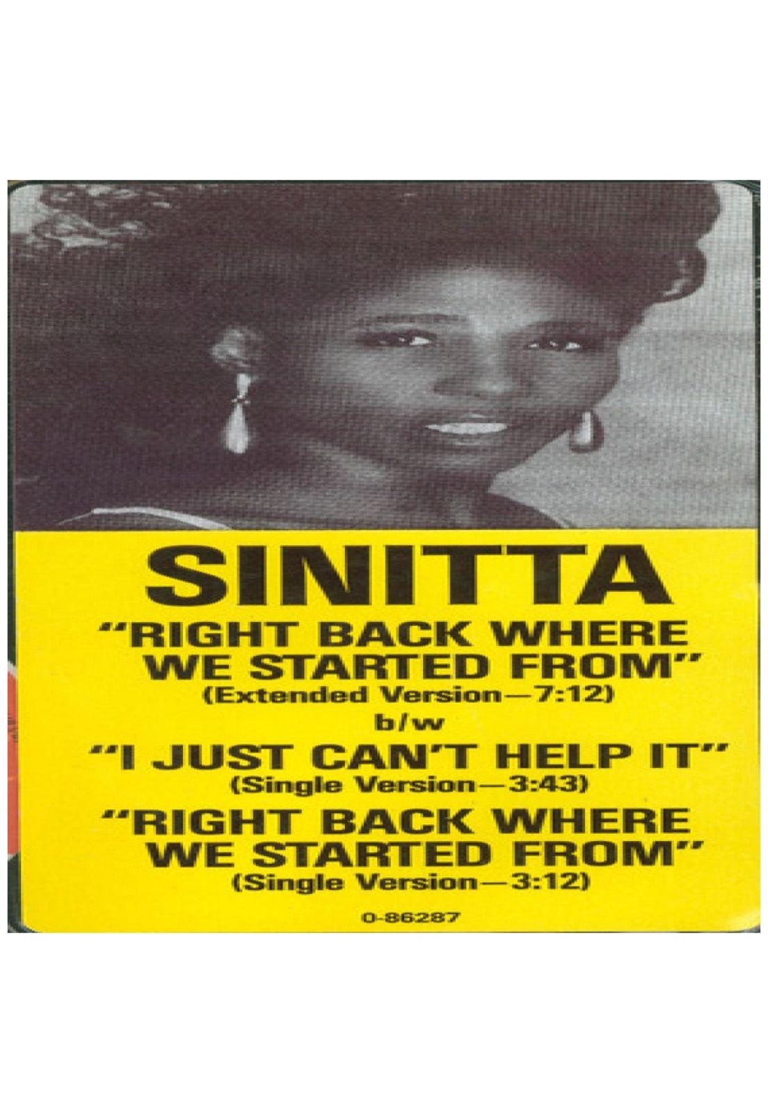 SINITA - RIGHT BACK WHERE WE STARTED FROM | 12" MAXI SINGLE VINILO USADO-3
