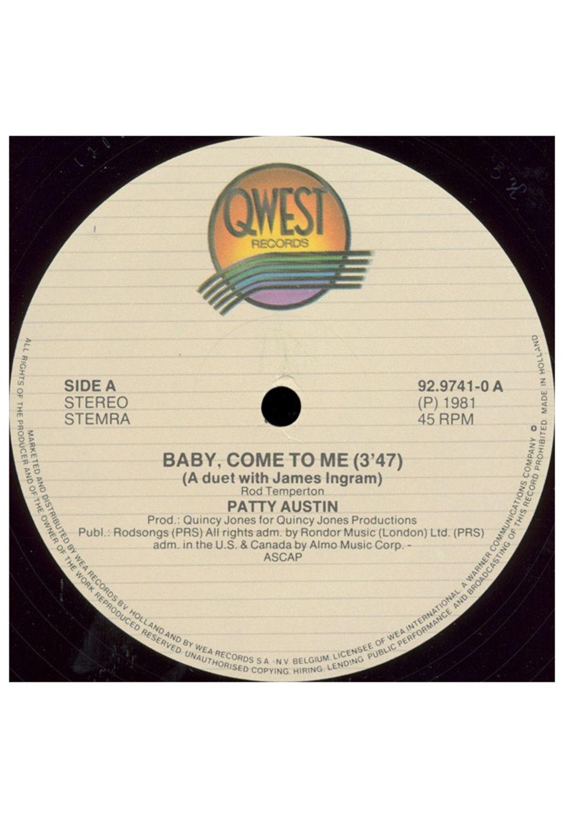 PATTI AUSTIN FT. JAMES INGRAM - BABY, COME TO ME | 12" MAXI SINGLE USADO-2