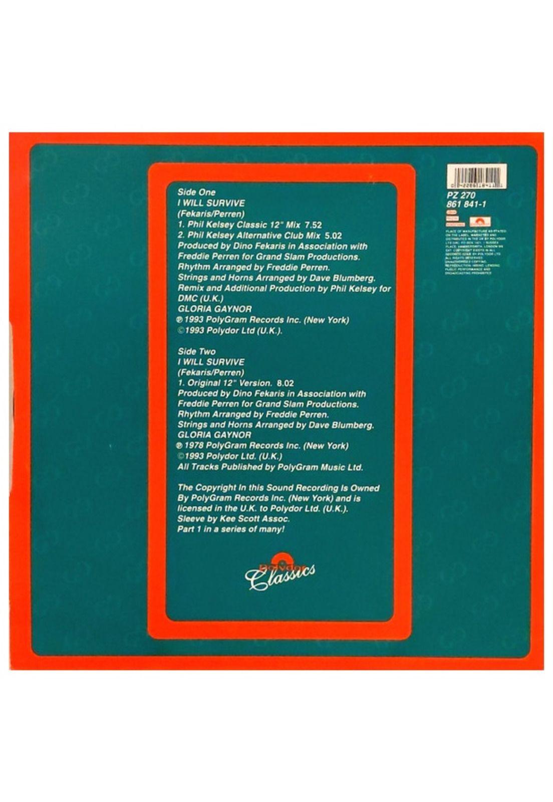 GLORIA GAYNOR - I WILL SURVIVE (PHIL KELSEY REMIX) | 12" MAXI SINGLE USADO-1