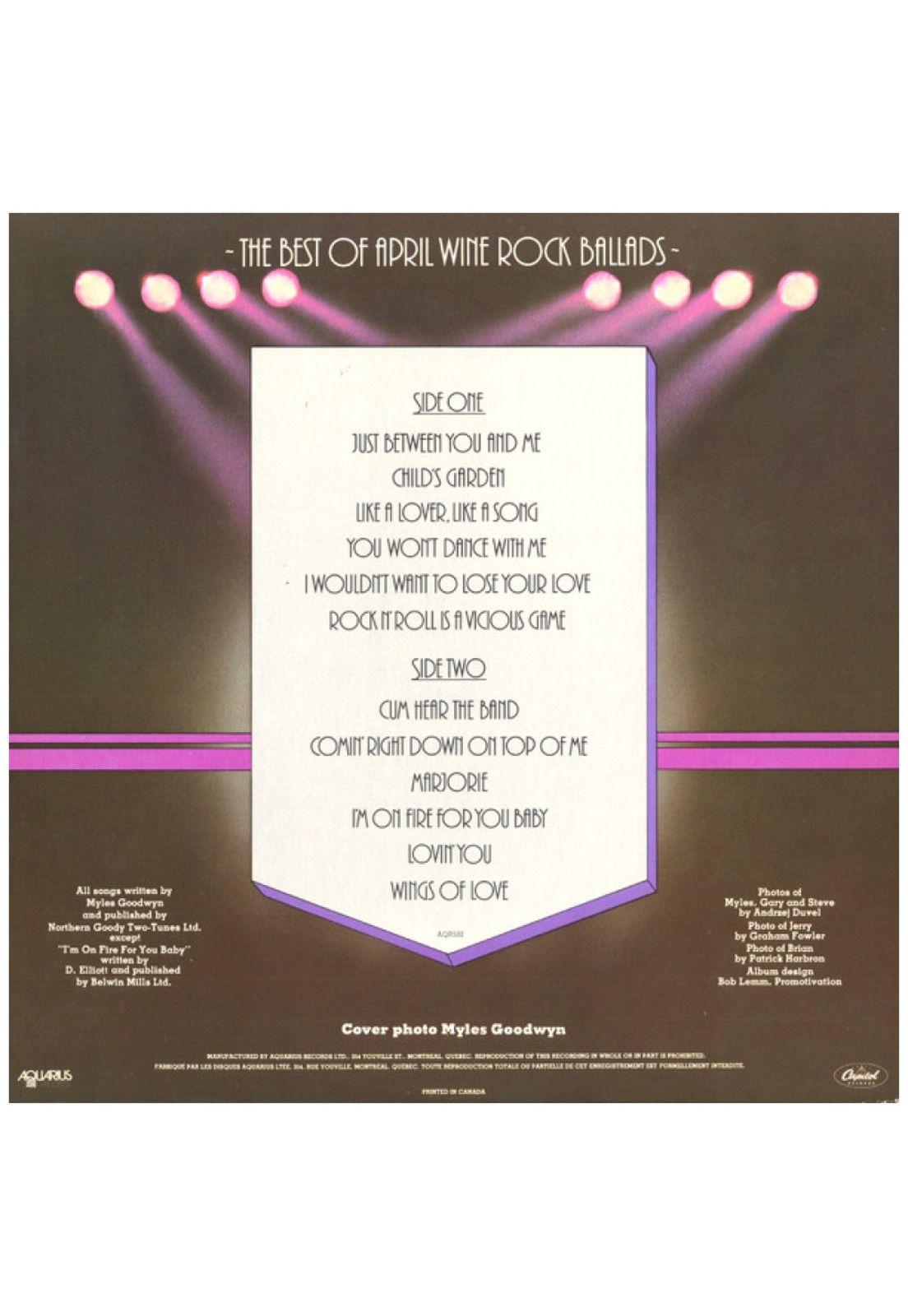 APRIL WINE - THE BEST ROCK BALLADS | VINILO USADO-5