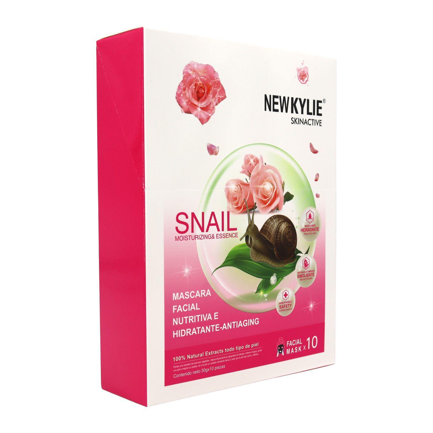  Kit 10 Mascarillas Rostro Rejuvenecedora Antiacne Facial Colageno y Caracol -0