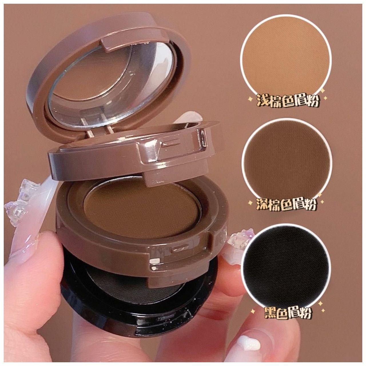 Paleta De Polvo Cejas 3 Colores Maquillaje Waterproof Espejo-6