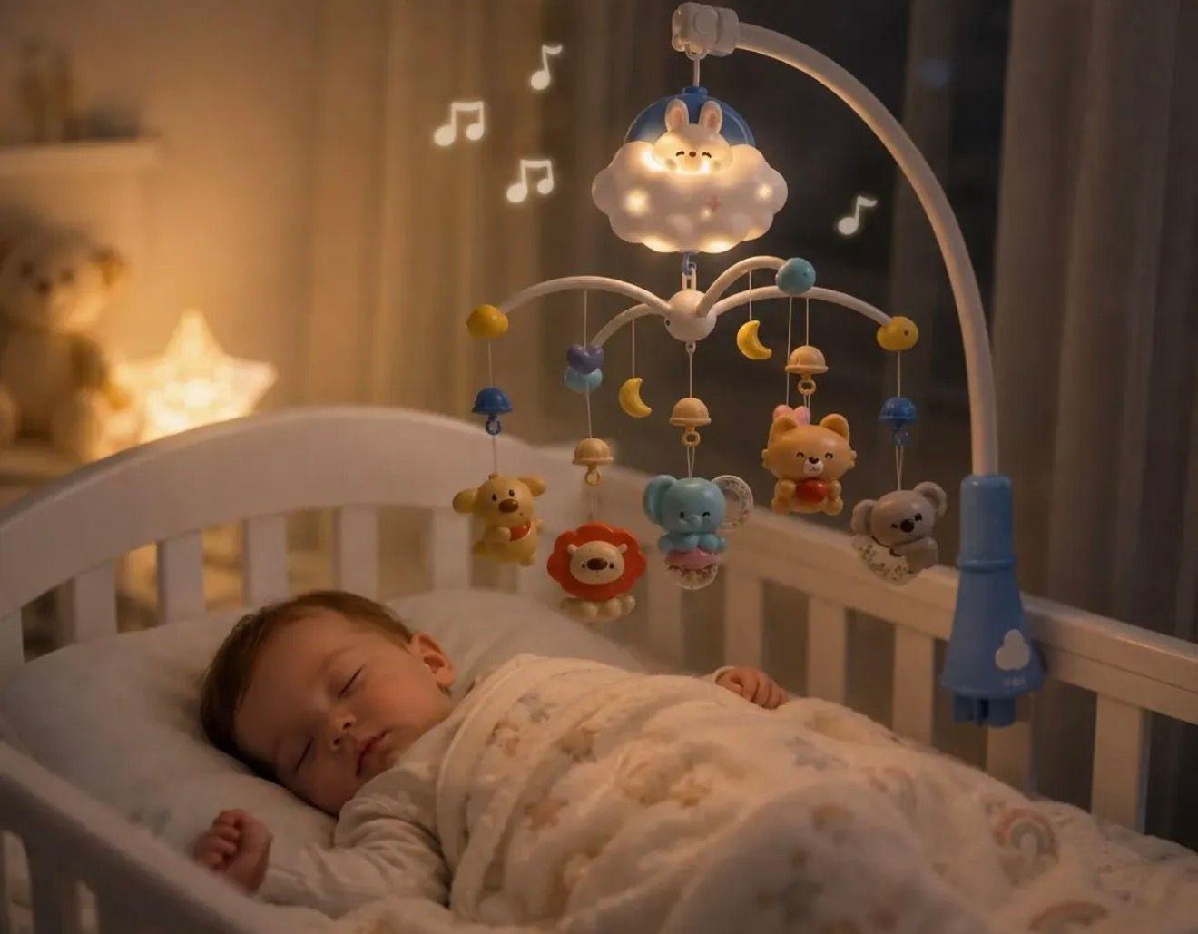 Móvil Musical Para Cuna Bebé Con Proyector Y Control Remoto-1