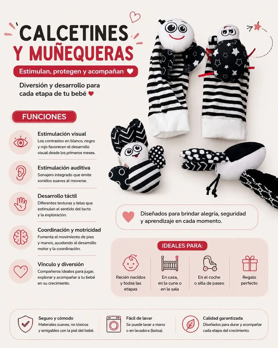 Set Juguete Estimulación Temprana Bebé Alto Contraste Regalo-2