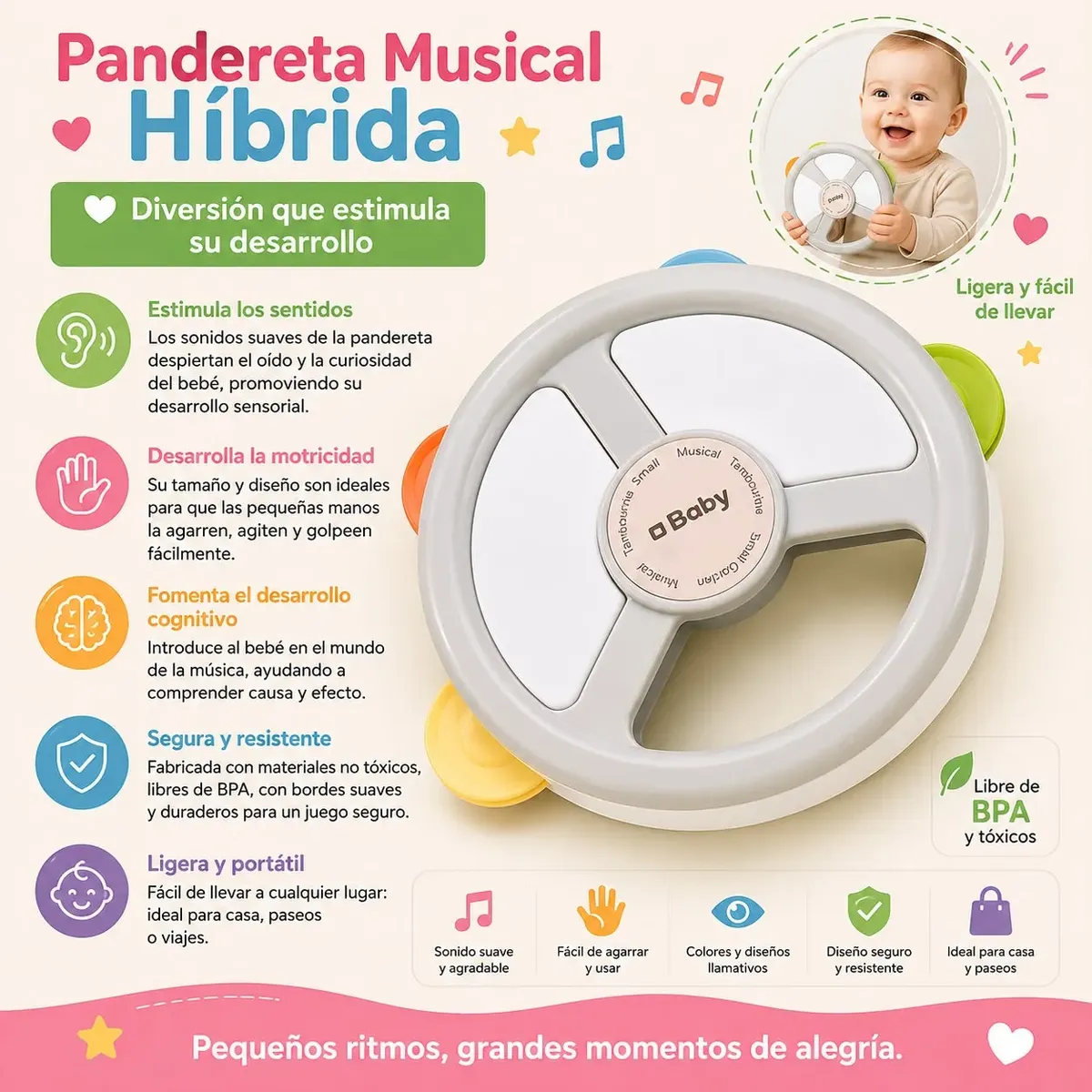 Juego De 5 Sonajeros Estimulacion Para Bebé-2