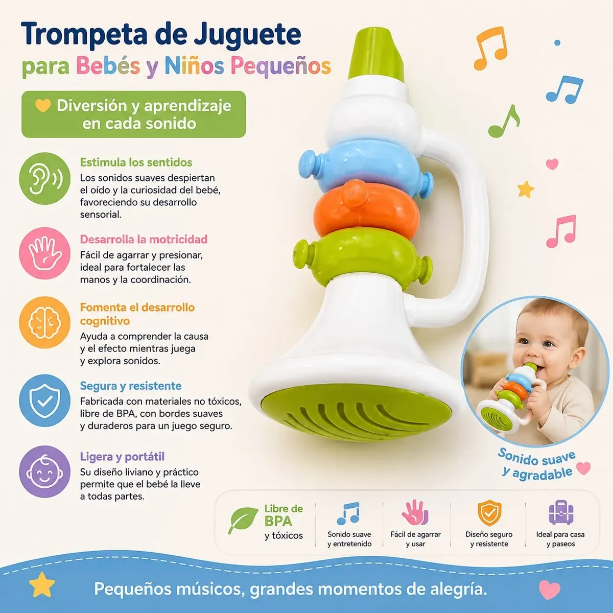 Juego De 5 Sonajeros Estimulacion Para Bebé-4
