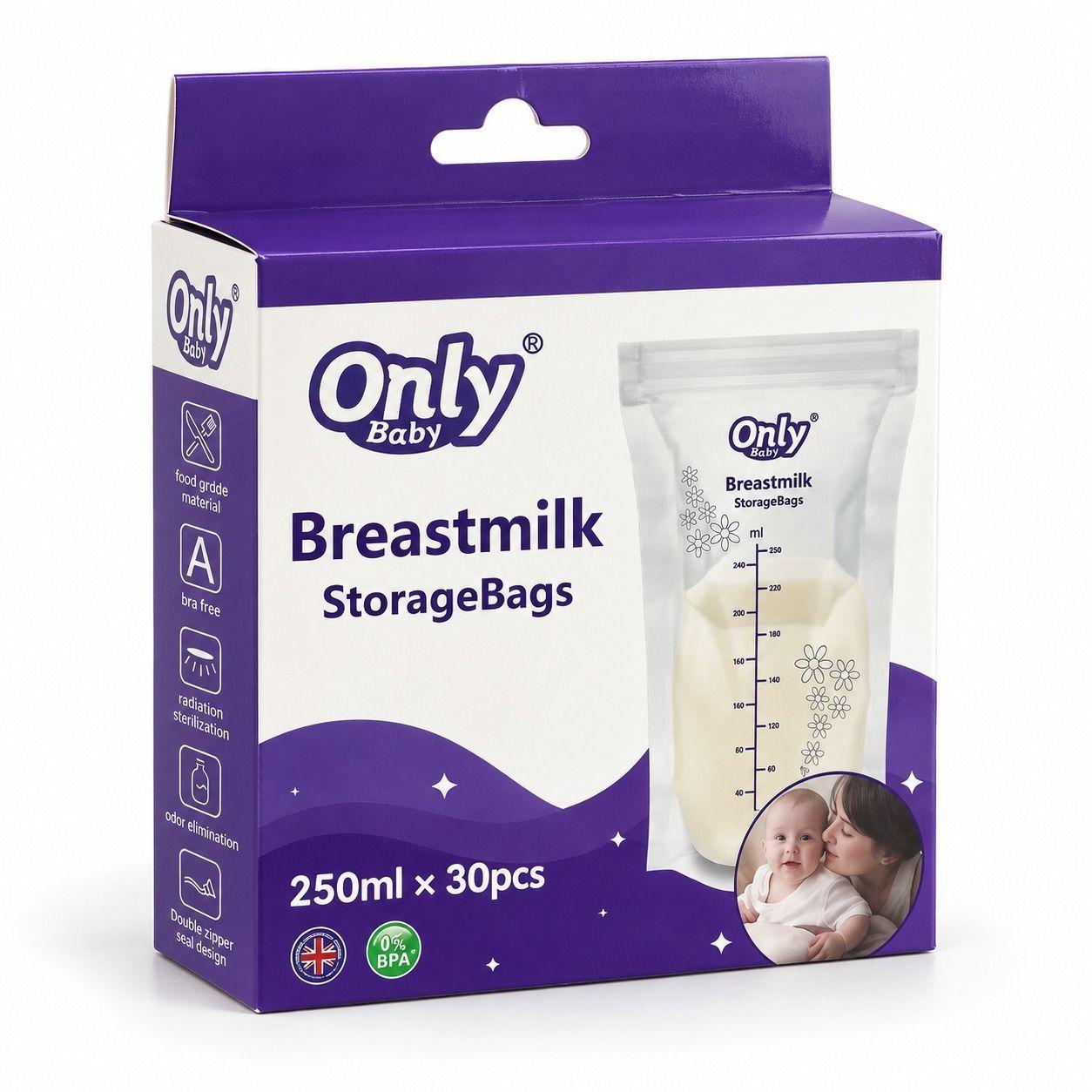 Bolsas para Almacenar Leche Materna Only Baby 250 ml (30 Unidades)-1