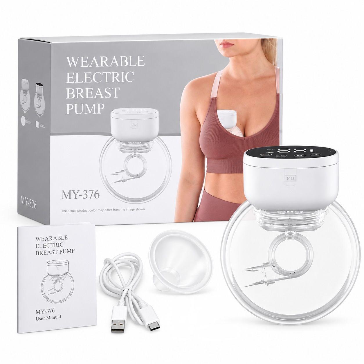 Extractor de Leche Eléctrico Wearable Manos Libres MY-376 Blanco-0