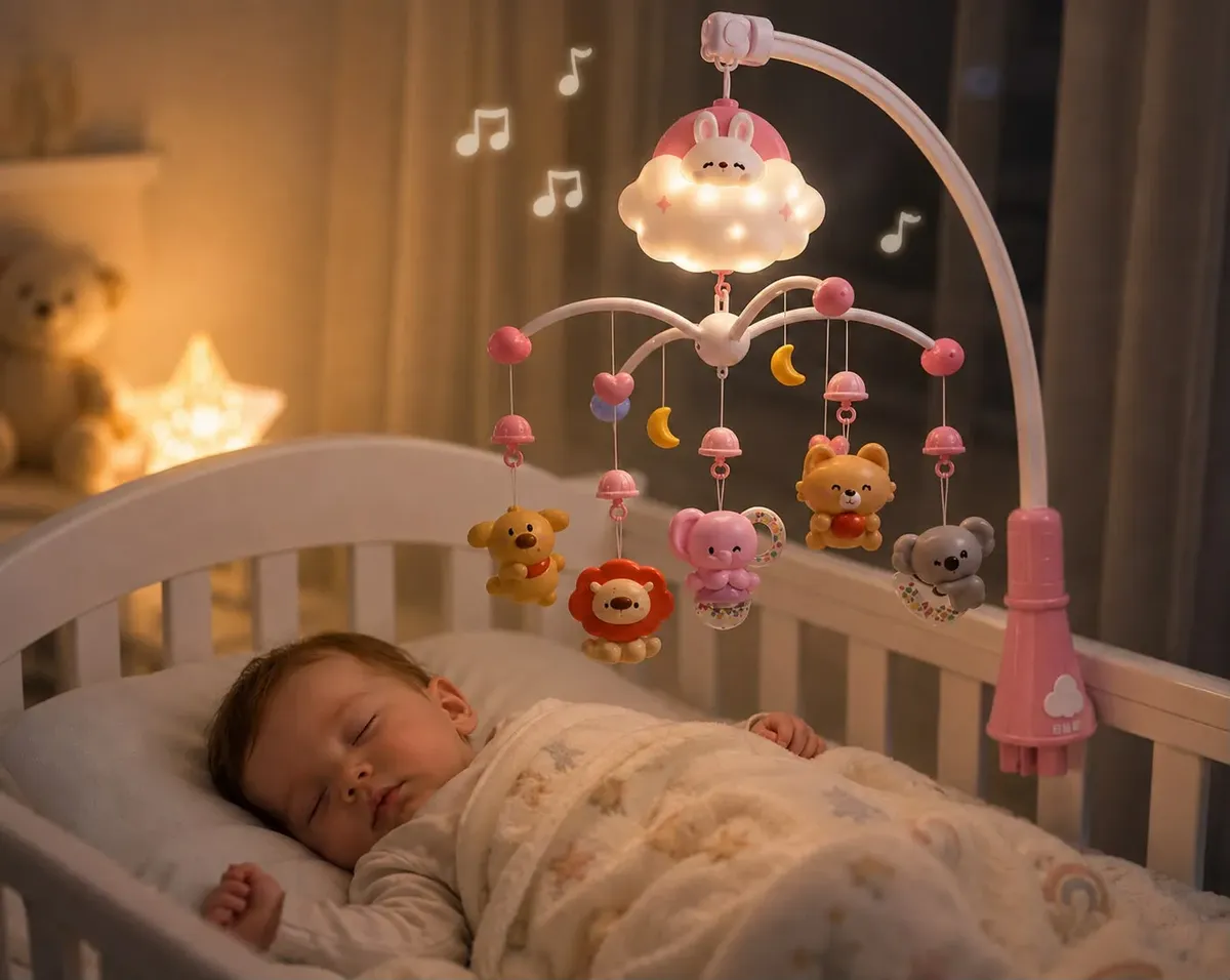 Móvil Musical Para Cuna Bebé Con Proyector Y Control Remoto-1