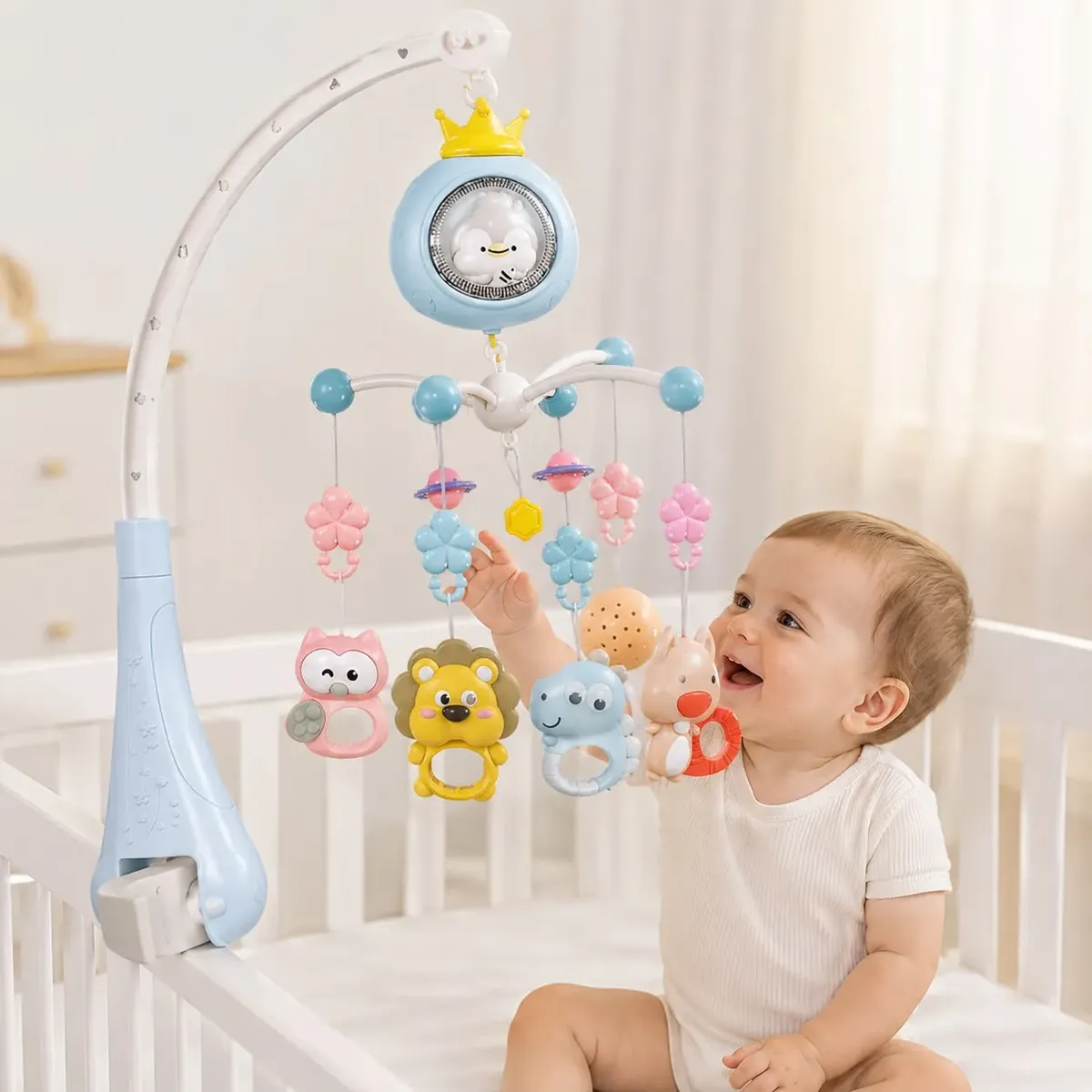 Móvil Musical Para Cuna Bebé Con Proyector Y Control Remoto-1