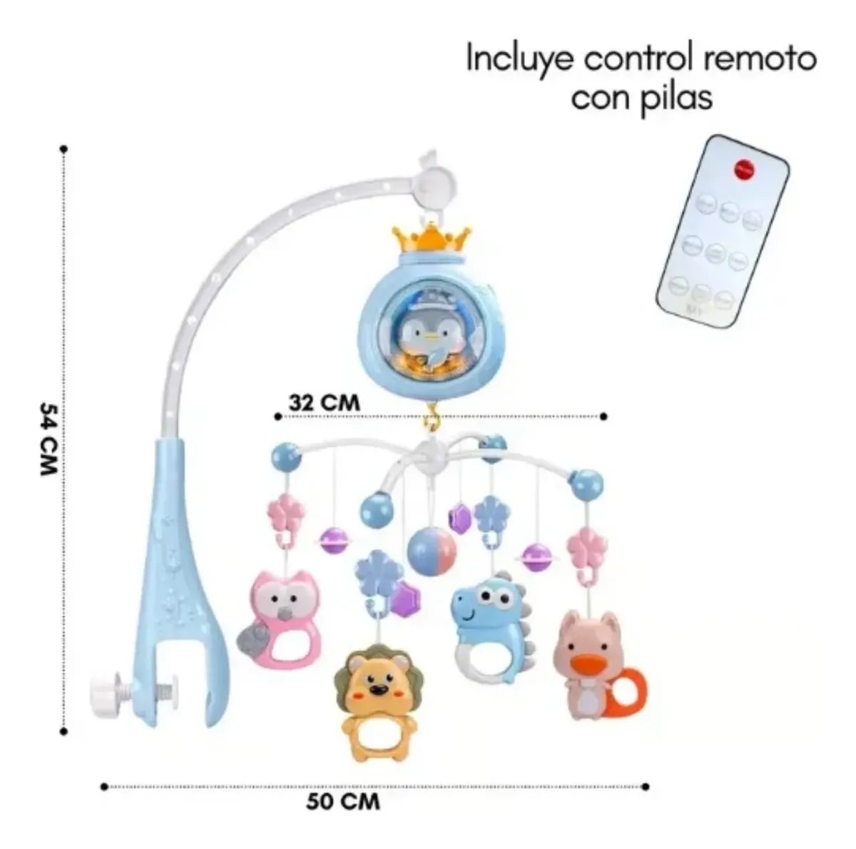 Móvil Musical Para Cuna Bebé Con Proyector Y Control Remoto-2