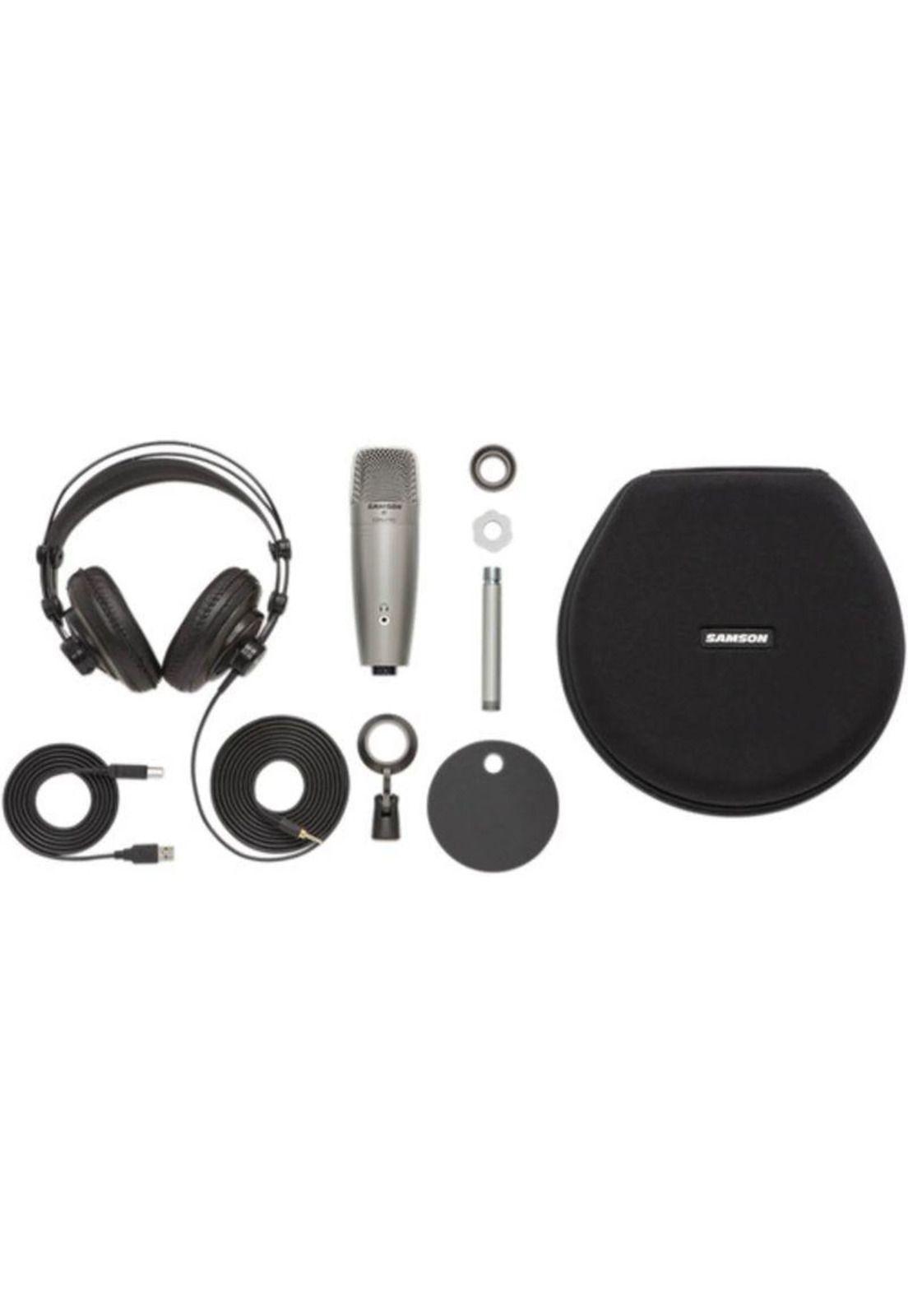 Pack de micrófono y audífonos Samson USB C01U/SR850 Pro Recording/Podcast-3